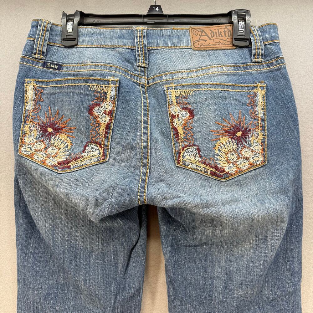Adiktd Jeans Women's 8/W30x31 Low Rise Straight Floral Embroidered Western Boho